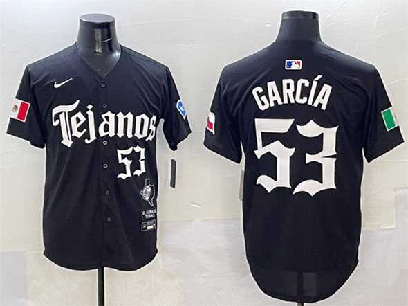 Men%27s Texas Rangers #53 Adolis Garcia Black Mexico 2025 Vapor Premier Limited Stitched Jersey